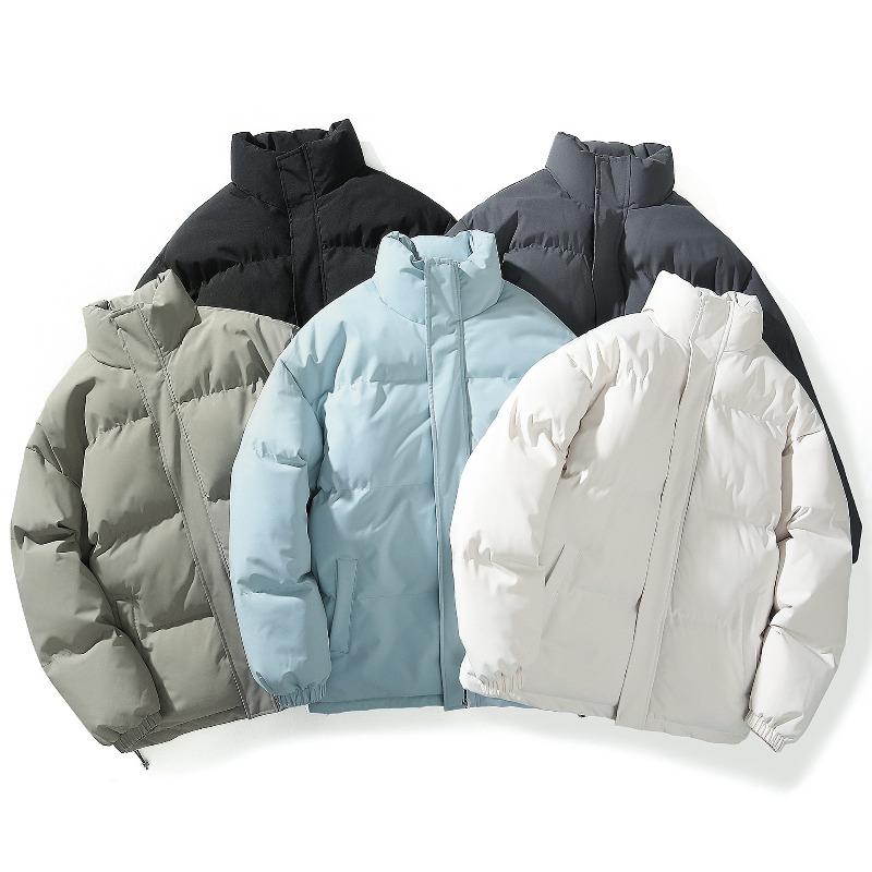 Winter Trend Two Open Fashion Casual Warm Stand-up Collar Cotton-padded Clothes Men Solid Color Bread Clothes Couple Cotton-padded Jacket