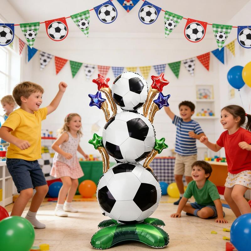 5/1x Aluminum Foil Balloon Football Balloon Column Soccer Theme Party Decoration Soccer Fan Decor Stand Ballon Accessories
