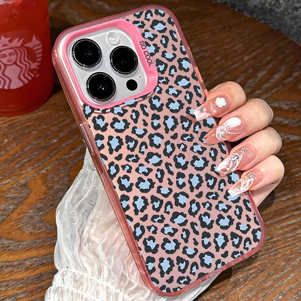 Leopard Print Phone Case For IPhone 17 16 15 Pro Max Plus 14 13 12 11 Black White Shockproof Phone Cover