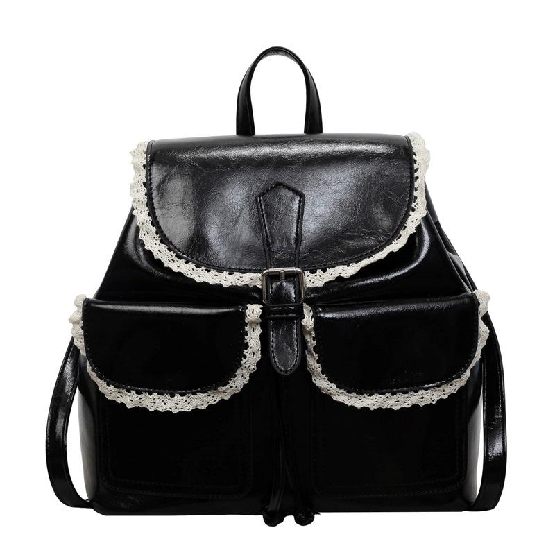 Schoolbag Sweet High-value Backpack Bag Female Foreign Style 1011 New Trendy Fashion Cute Backpack Korean Version Portable Small Square Bag