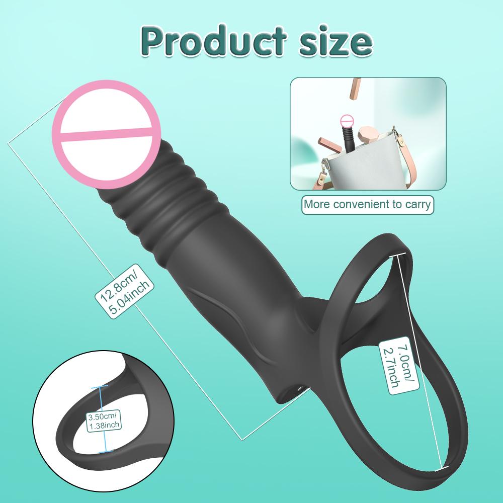 Double Penetration Vibrator For Men With Vibrating Cock Ring Strap On Penis Vagina Massage G Spot Dildo Sex Toys For Couples 18+