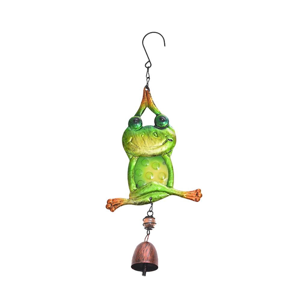 Yoga Frog Wind Chimes Vintage Iron Art Decorative Wind Chime Funny Frogs Statues Hanging Ornament for Home Garden Decoration