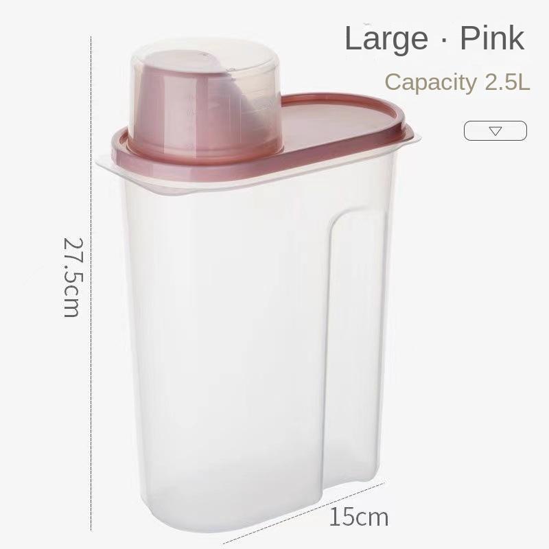 Plastisk husdjursmatshink med måttkopp, rishink, förvaringsburk för kaffebönor, fuktsäker och insektsresistent matbehållare