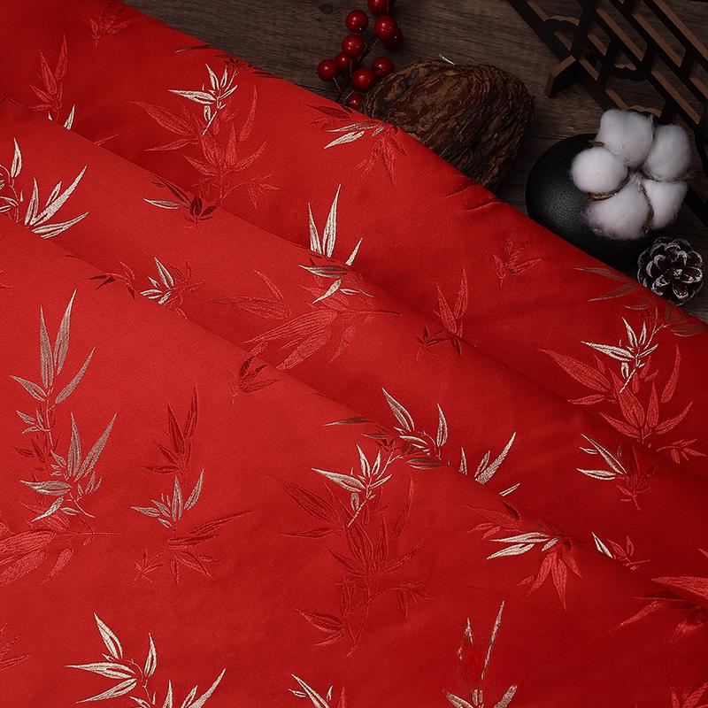 100x150cm High Quality Jacquard Brocade Fabric Thick Soft Bamboo Leaf for Women Dress Hanfu Upholstery Sewing Cloth Gold Blue