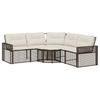 L shaped Garden Sofa with Cushions and Footstool Brown Poly Rattan
