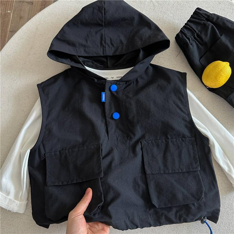 Boys' Autumn Suits, Boys' Baby Hooded Waistcoats, Bottoming Shirts, Tooling Trousers, Three-piece Suit