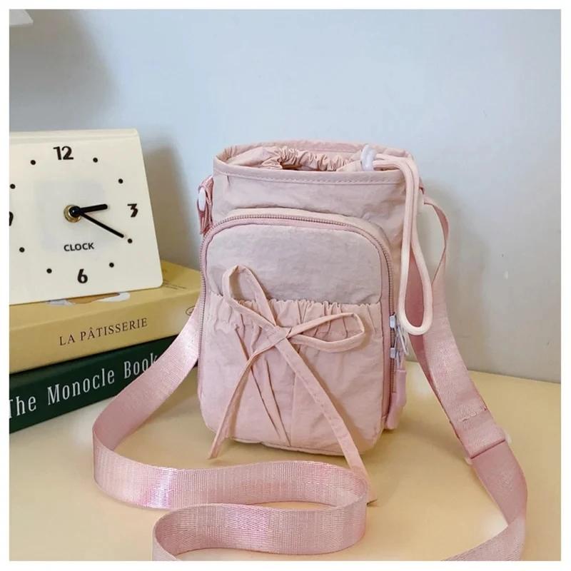 

Outdoor Women s Small Bowknot Crossbody Bag Knot Mobile Phone Pouch Single oulder Bag Commuting Thermal Water Bottle Bag розовый