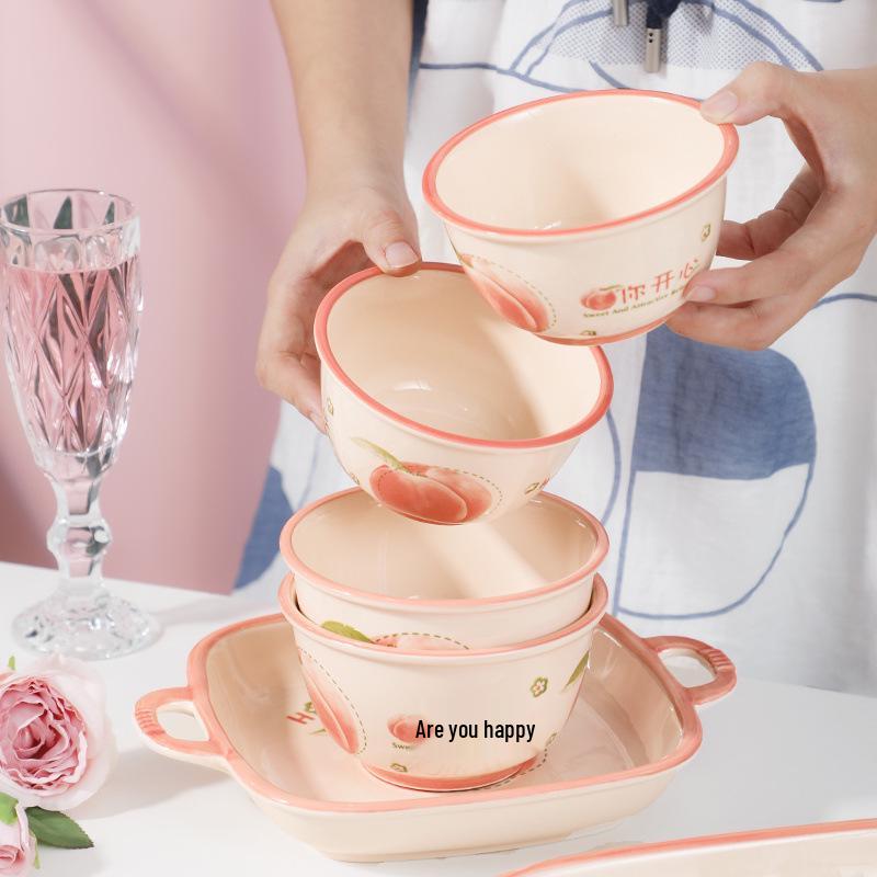 Buntes Unterglasur Keramik Geschirr Set: Reisschüssel, Teller und Suppenschüssel Kombination