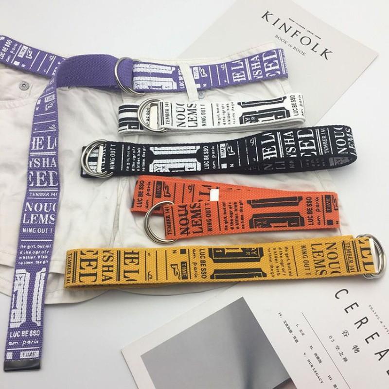 Waist Fashionable Canvas Belt For Men And Women With Chic Double Design Ring