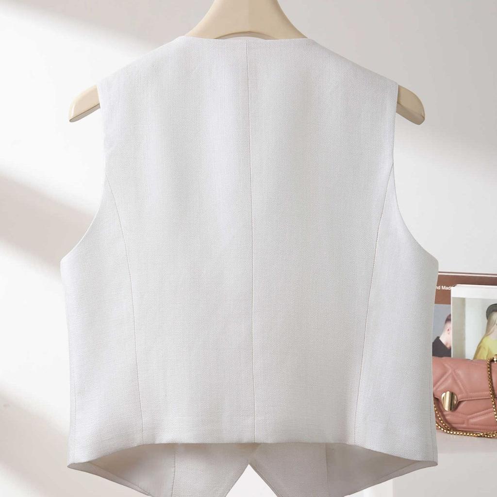 Slim Fit Womens Vest Sleeveless Short Waistcoat Spring Autumn Thin Suit Vest Slimming