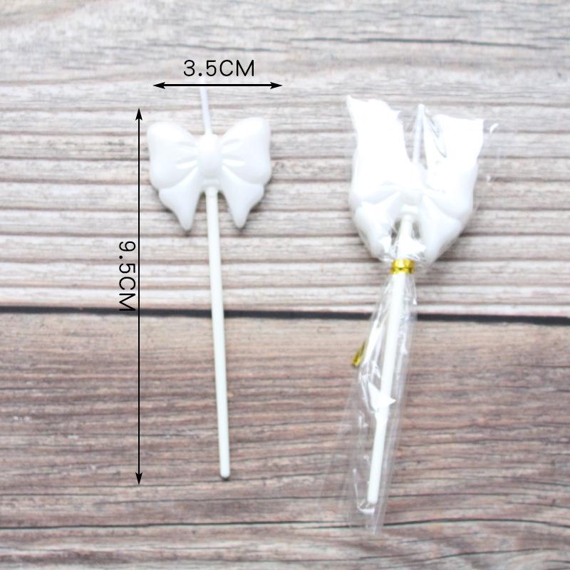 Single Bow Candle Beautiful Cake Decoration Plug-in Pink and White Cartoon Lollipop Birthday Candle