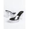 12Cm Clear Heel New Fashion Wedding Sexy Car Model Transparent Nightclub Thick Heel Crystal Square Head Non-Slip Tow 19866-7