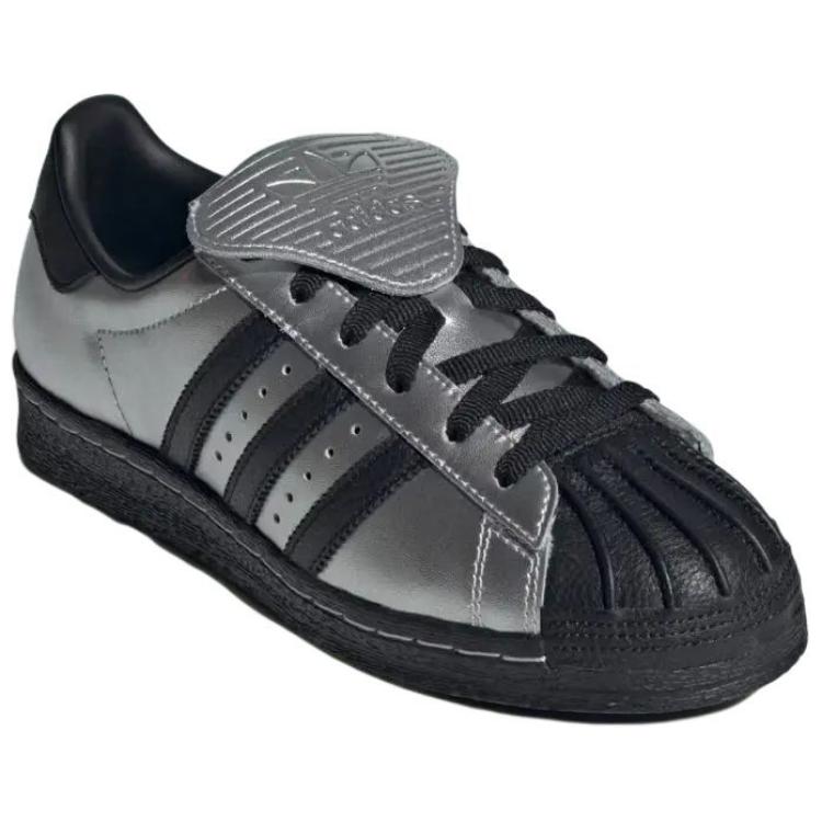 Adidas Originals Superstar Metallic Silver Core Black Comfortable Versatile Liquid Silver Thin Sole Durable Low Top Sneakers Unisex Sneakers JH5669