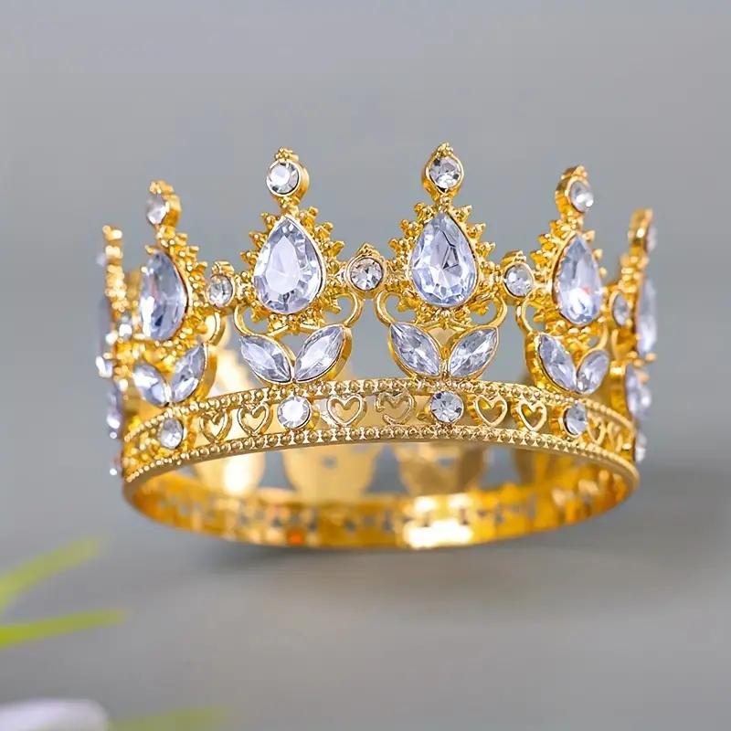 Luxury Baroque Jewelry Crown Retro Princess Queen Banquet Photography Prop Women's Shining Crystal Crown Bridal Hair Accessories