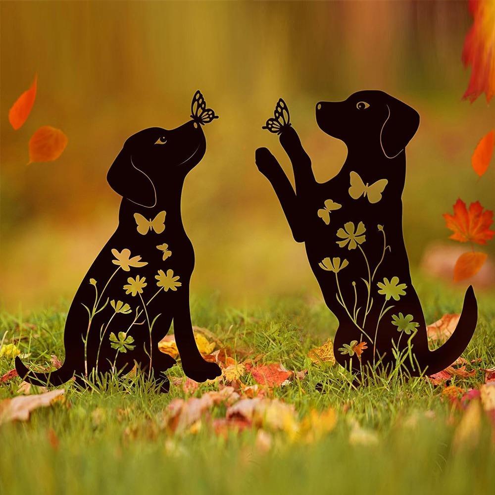 

Iron Animal Ground Insertion Cat Dog Rabbit Lawn Insertion Fashion Garden Decoration 1pcs cat A