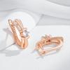 Shiny White Natural Zircon English Earrings For Women Luxury  Rose Gold Color Wedding Accessories Fine Jewelry
