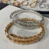 CNC Crafted spring snake bone bracelet with full diamond inlay, plated18K Rose gold elastic light-luxury high-end snake-shaped bracelet