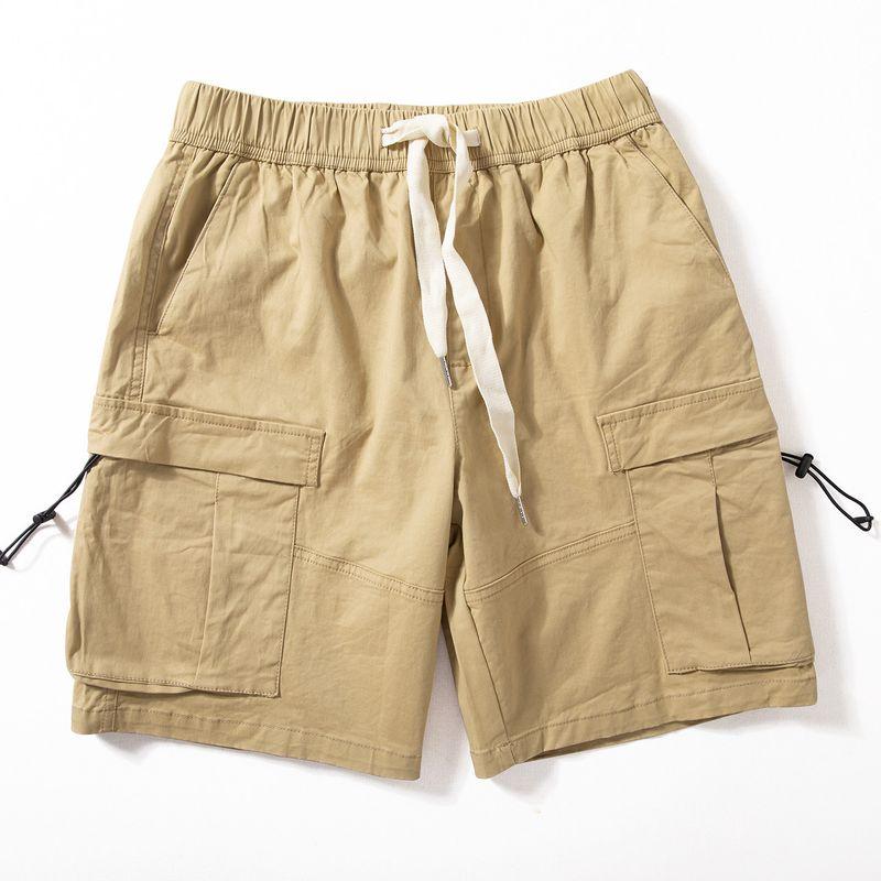 Cargo Shorts Men's Summer New Washed Pure Cotton Shorts Moisture-Absorbing Breathable High Street Ruffle Handsome Loose Straight Pants