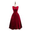 Christmas Exclusive Wine Red Velvet Waist Swing Dress, Retro Elegant Style, Velvet Texture Christmas Dinner Gift