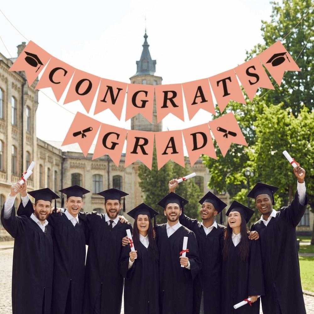 Celebration Graduation Party Banner Reusable Paper Pull Flag Graduation Banner Garland  Wall Decor