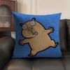 Cute Kicapara Cartoon Cushion Cover Natural Linen Organic Fabric Double-Sided Printing Sofa Home Decor Gift Pillow Case