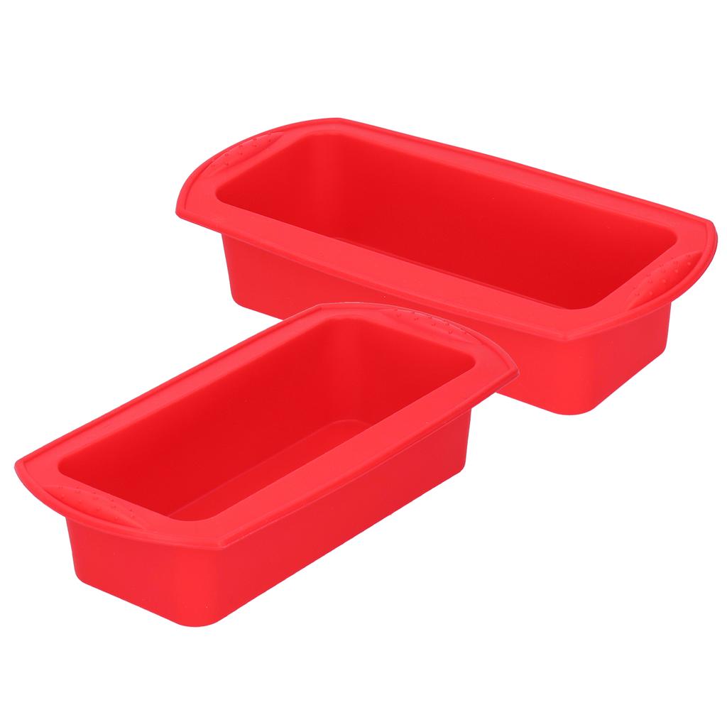 2Pcs Rectangle Silicone Cake Pan Bread Mold Baking Tool 2lb Cake Moulds Accessory Red