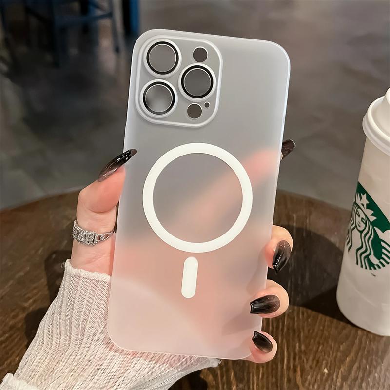 Ultra Thin Matte For Magsafe Magnetic Wireless Charge Case For iPhone 15 14 13 12 11 Pro Max 15 Plus Translucent Hard PC Cover