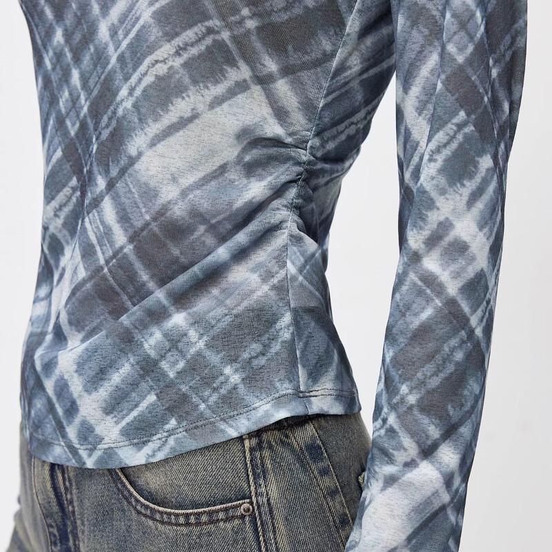 Only Women's 2026 Summer Plaid Mesh Slim-Fit T-Shirt