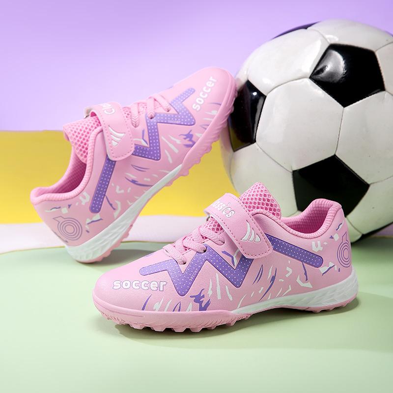 New Girls Velcro Football Shoes Girls Broken Nails Primary and Secondary School Students Training Competition Lightweight Sports Shoes