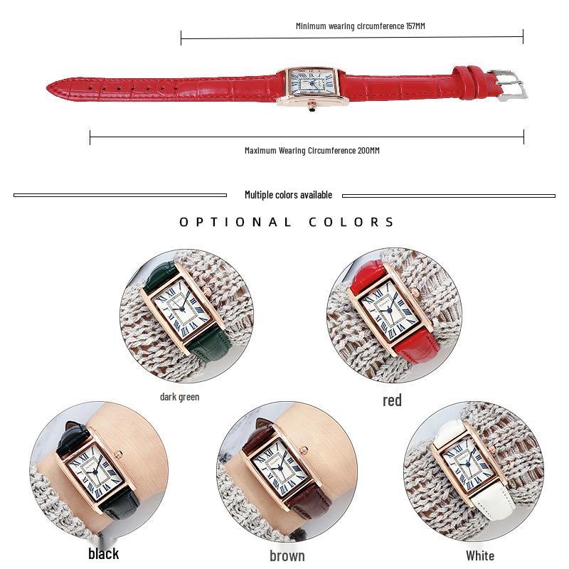 Retro Roman Numerals Quartz Women's Watch with Bamboo Link Leather Strap