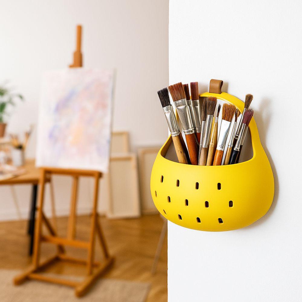 Hollow Out Pear-shaped Cutlery Holder Magnetic Pen Holder Chopsticks Storage Basket  Bathroom