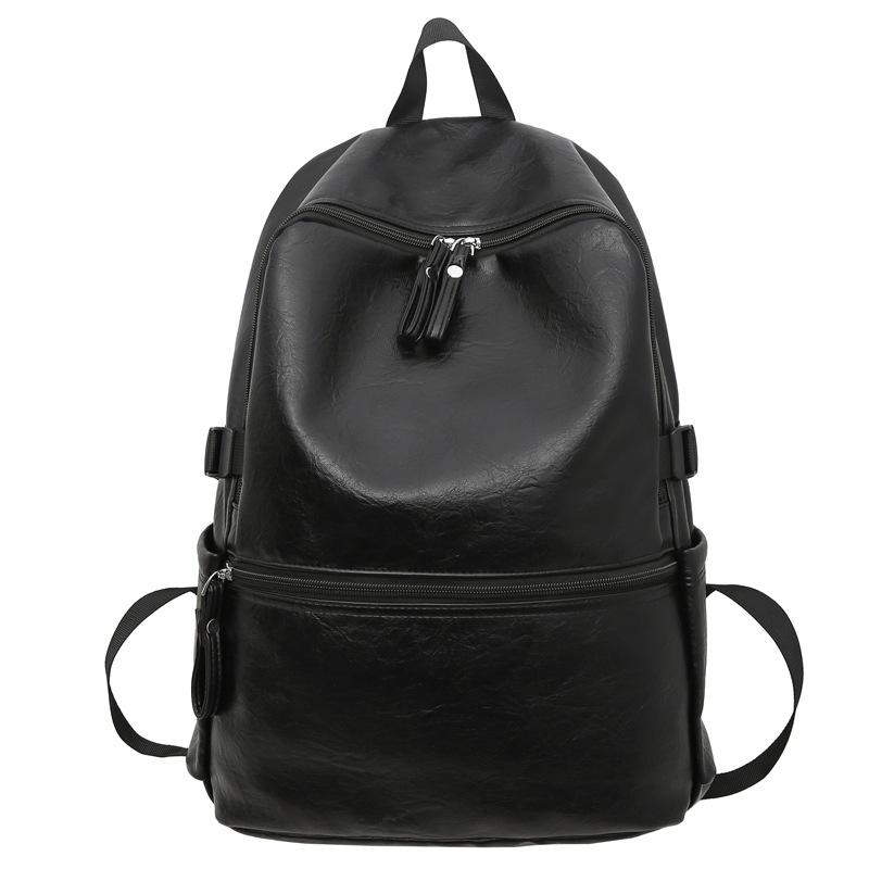 Retro PU Schoolbag Female College Student High School Junior High School Student Simple Large Capacity Computer Backpack Male Commuter Backpack Tide