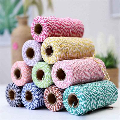 DIY Handmade Tag Rope Double Color 100m/roll Cotton Thread Cotton Rope Hand Woven