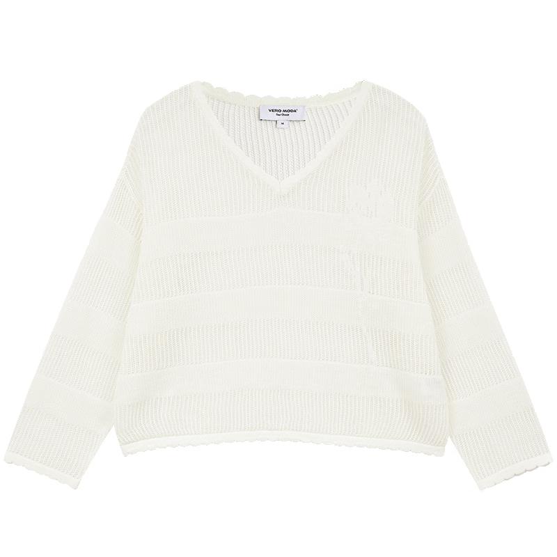 

VEROMODA Women s Floral Embroidered V-Neck Knit Sweater M