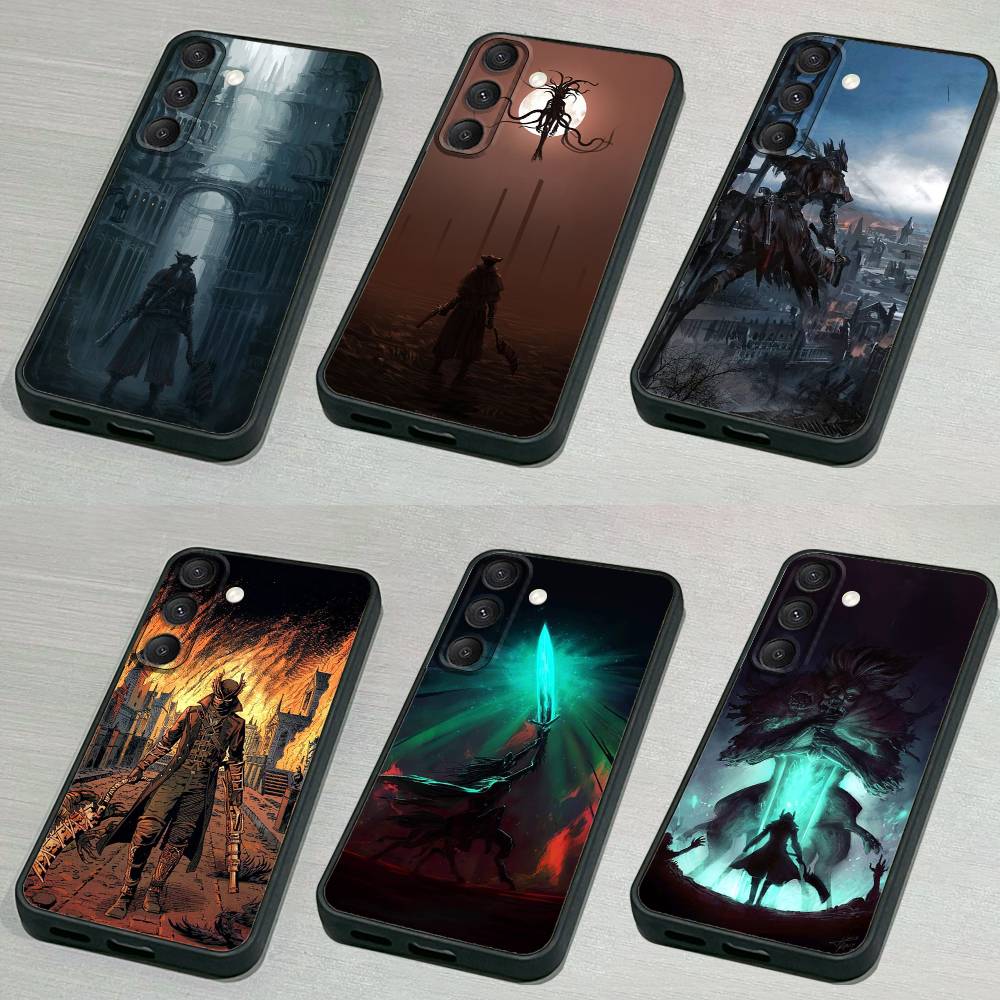 b-Bloodborne D-Dark Souls Phone Case For Samsung S 25,24,23,22,30,21,10,9,Ultra,Plus,Lite,FE,4,5G Black Soft Case