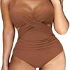 Costume da bagno Tankini intero Halter Plus Size Costume da bagno push-up brasiliano da spiaggia Costume da bagno monokini a vita alta