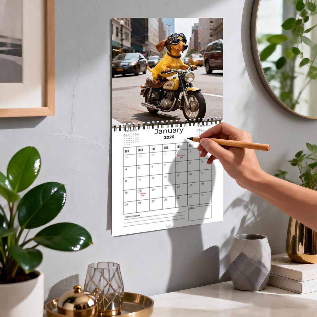 This 12,month Calendar Brings You A Cute Dachshund Photo Each Month, Making Your Schedule More Fun. Perfect For Your Home, Or Kitchen.