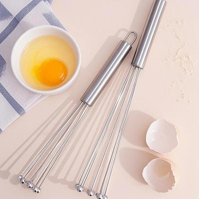 Batedor de Ovos de Aço Inoxidável com Bolas de Aço Mixer Manual para Creme Espuma Massa Cabo Ergonômico Antiderrapante Resistente à Ferrugem Essencial de Cozinha