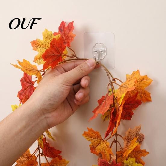 Simulated Foliage for Porch 2Pcs Artificial Fall Leaves Garland, Autumn Maple Leaf Vines Thanksgiving Garland Mantle Decor, Faux Indoor Outdoor