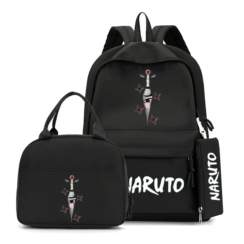 3Pcs/set Anime Naruto Backpack with Lunch Bag for Girl Boy Student Back To School Bookbag Schoolbag Men Women Leisure Travel Bag