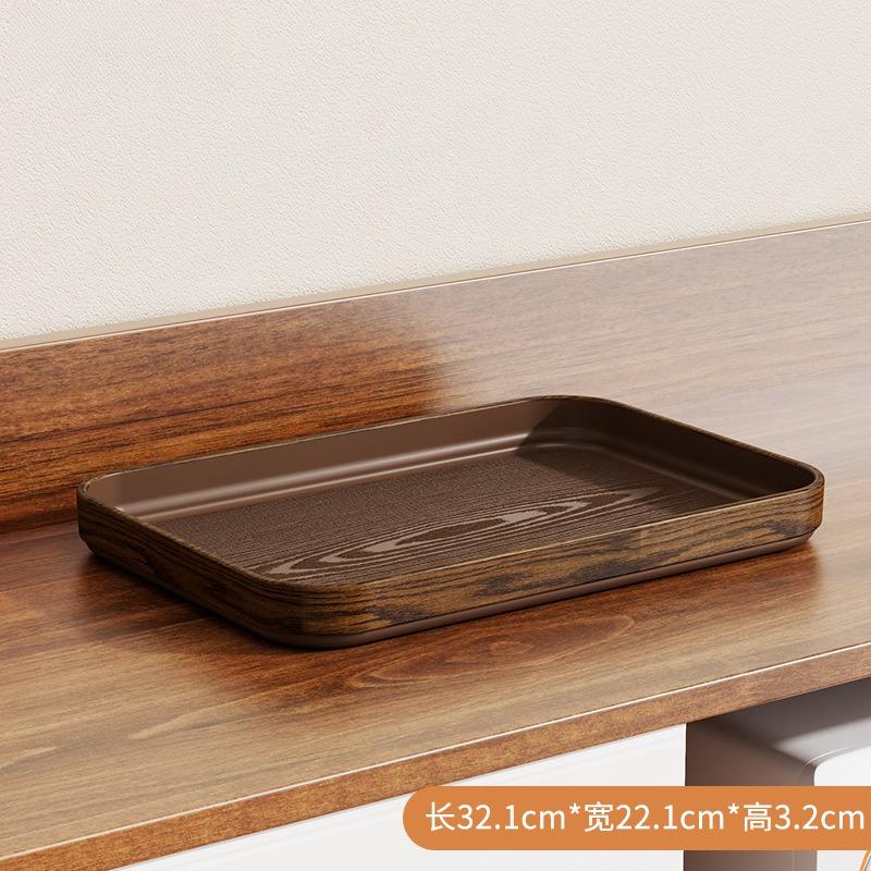 Multi-Purpose Extra-Thick Wood Grain Rectangular Trays - Serving Plates for Home Dining Table, Restaurant & Commercial Catering