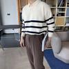 Stylish Contrasting Colors Striped Sweaters Autumn Winter Turn-down Collar Men's Clothing Casual Long Sleeve Knitted Pullovers