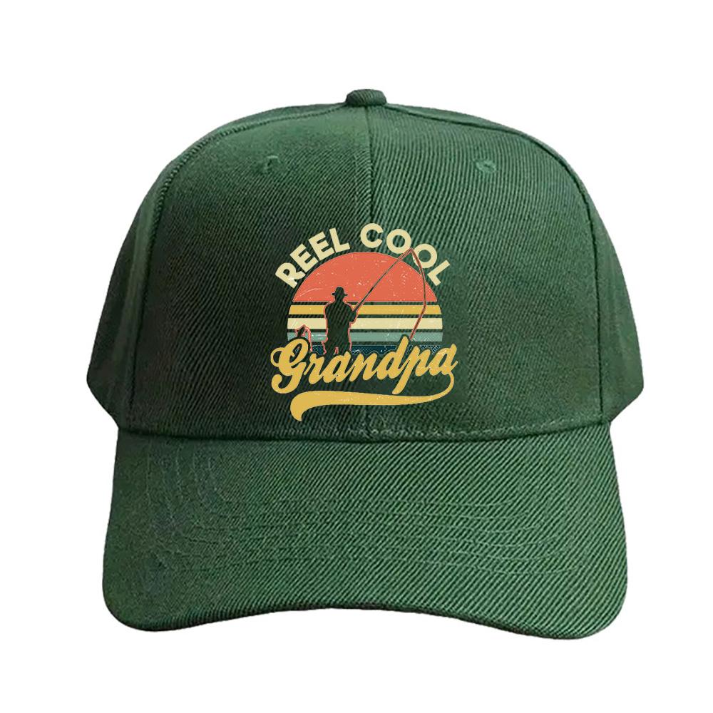 Mens Reel Cool Grandpa Fathers Day Fishing Woman Man Baseball Cap Adult Adjustable with Curved Brim Hiking Fishing Hat