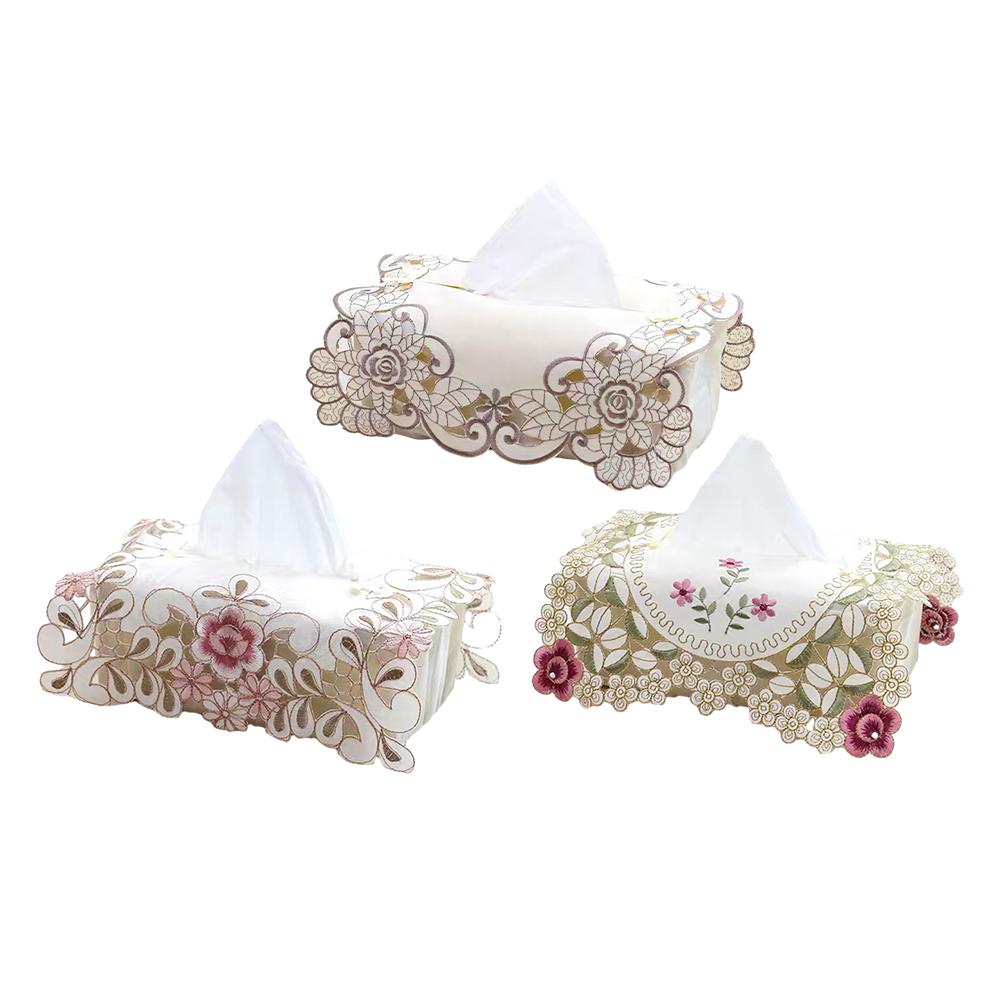 Embroidered Floral Lace Tissue Box Cover Keep Your Tissues Neat and Tidy