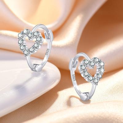 925 Sterling Silver Earrings Heart For Women Exquisite Student Girlfriend Fashion Jewelry Accessories Wedding Gift