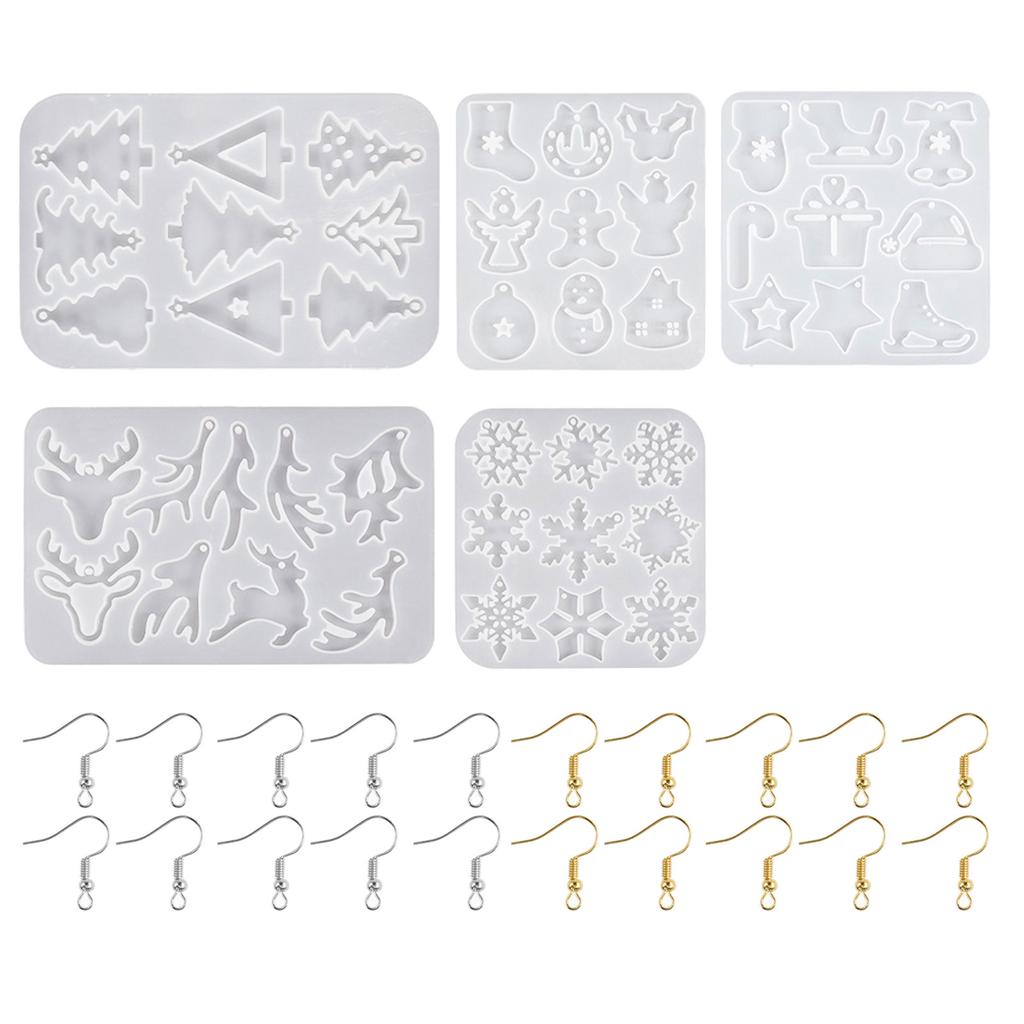 Christmas Series Earrings Silicone Molds Crystal Epoxy Resin Christmas Ornament Molds for Festive Jewelry Crafting