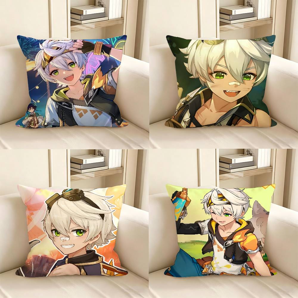 pc Bennett Genshin Impact Pillow Case Fashion Square Pillowcase Bedroom Sofa Room Ins Decoration Leisure
