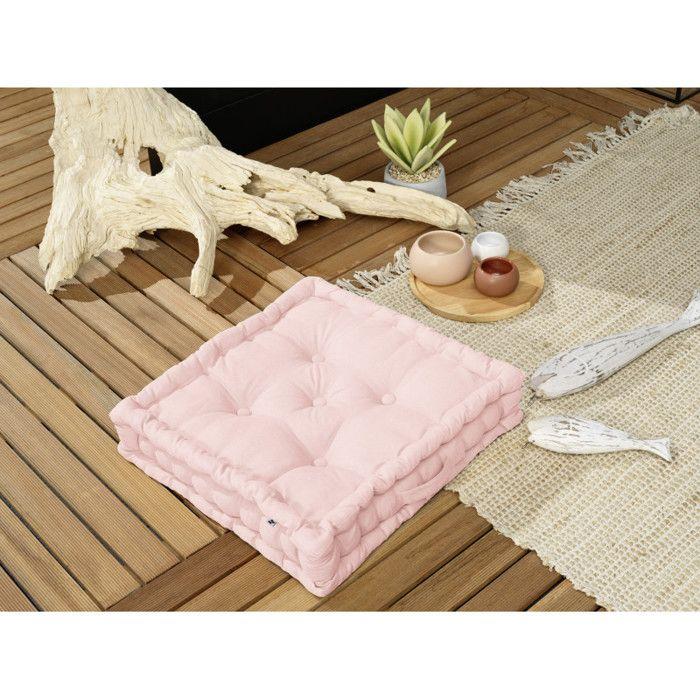 Outdoor Water-repellent Floor Cushion - Anti-UV "Kala" In Cotton 50 X 50 X 10 Cm The Butterfly Effect