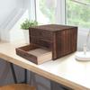 Amosfun Wooden Desktop Drawer Storage Box, 9.4" X 2.4" X 2.4", Small Item Storage, Desktop Organizer, Vintage Design for Jewelry and Crafts