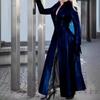Women's Long Sleeve Faux Leather Maxi Coat Slim Fit Zip Up V Neck Elegant Commuter Trench Overcoat For Fall Winter